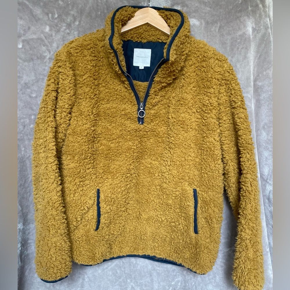 🎉Thread & Supply Teddy Bear Pullover, Women’s  Size M, teddy Bear Brown/B…
